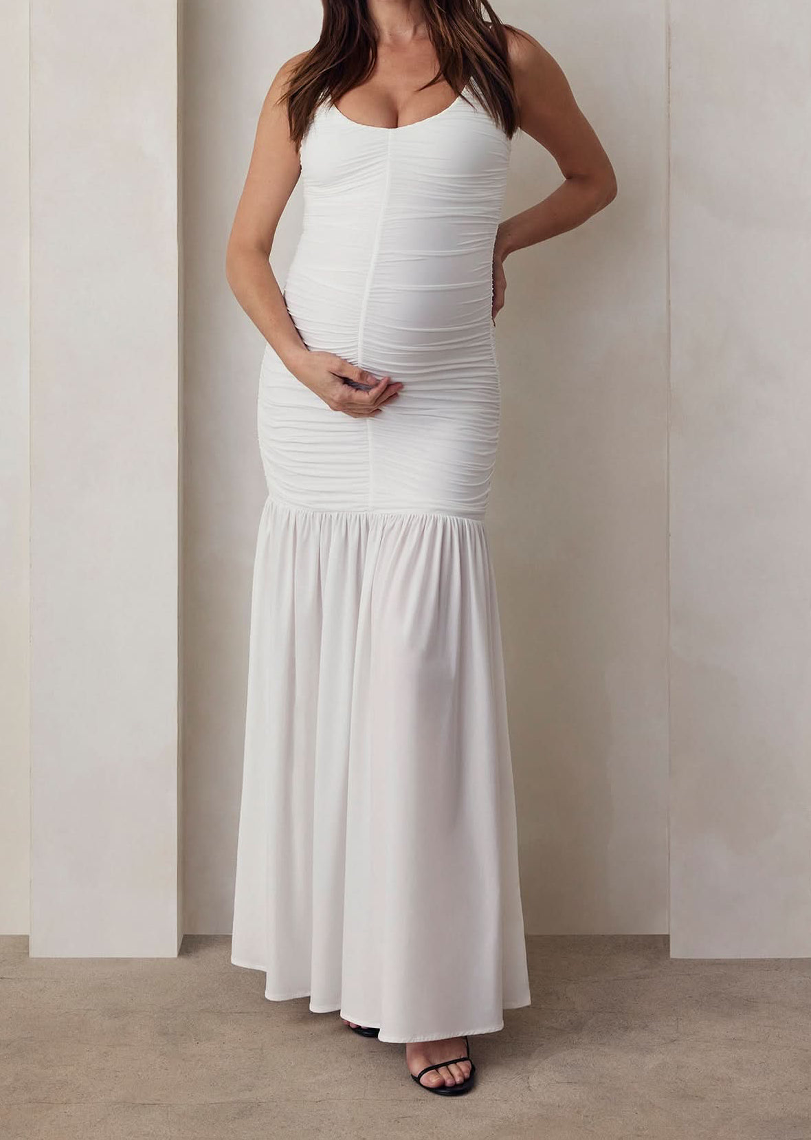 Drop Waist Shirred Maxi Dress