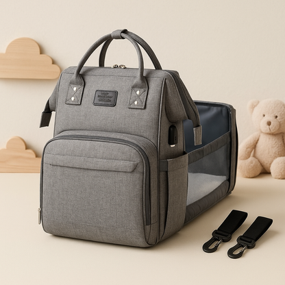 Baby Diaper Bag with USB & Sleeping Crib (0–2 Years)