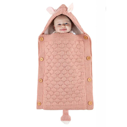 Spring Autumn Baby Knitted Rabbit Ear Sleep Sack (0–6 Months)