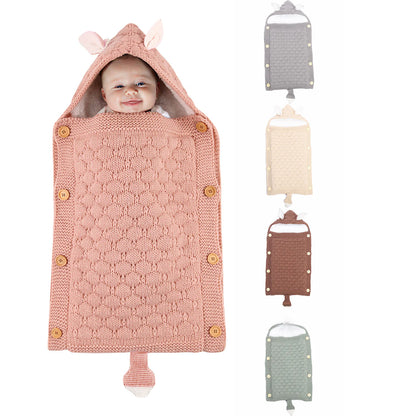 Spring Autumn Baby Knitted Rabbit Ear Sleep Sack (0–6 Months)