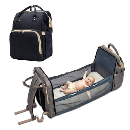 Baby Diaper Bag with USB & Sleeping Crib (0–2 Years)