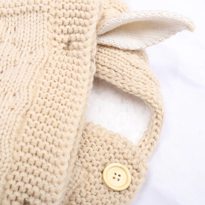 Spring Autumn Baby Knitted Rabbit Ear Sleep Sack (0–6 Months)