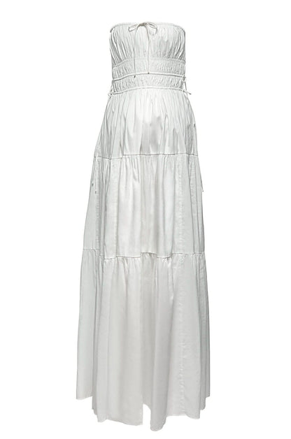 Shirred Strapless Gown