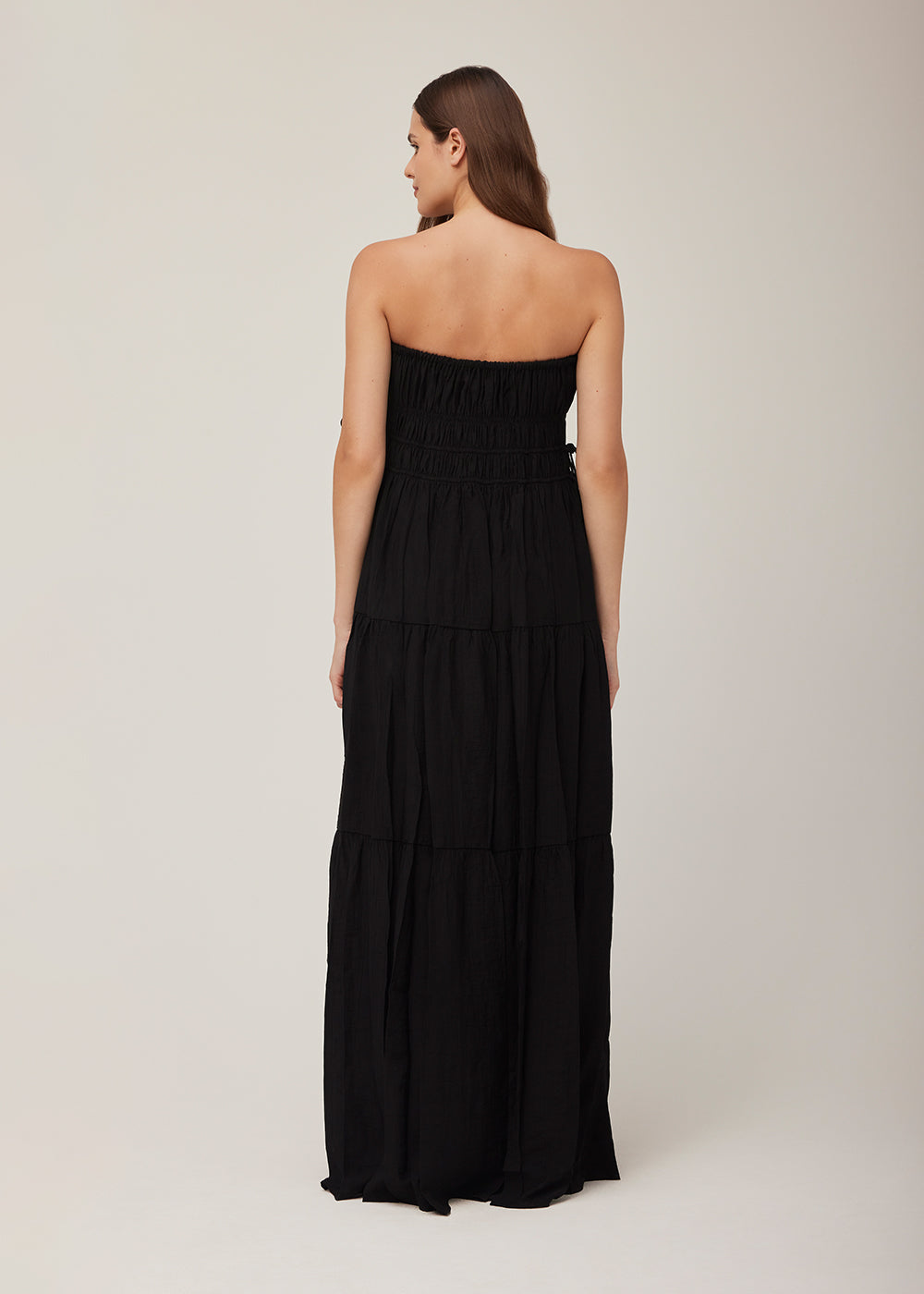Shirred Strapless Gown