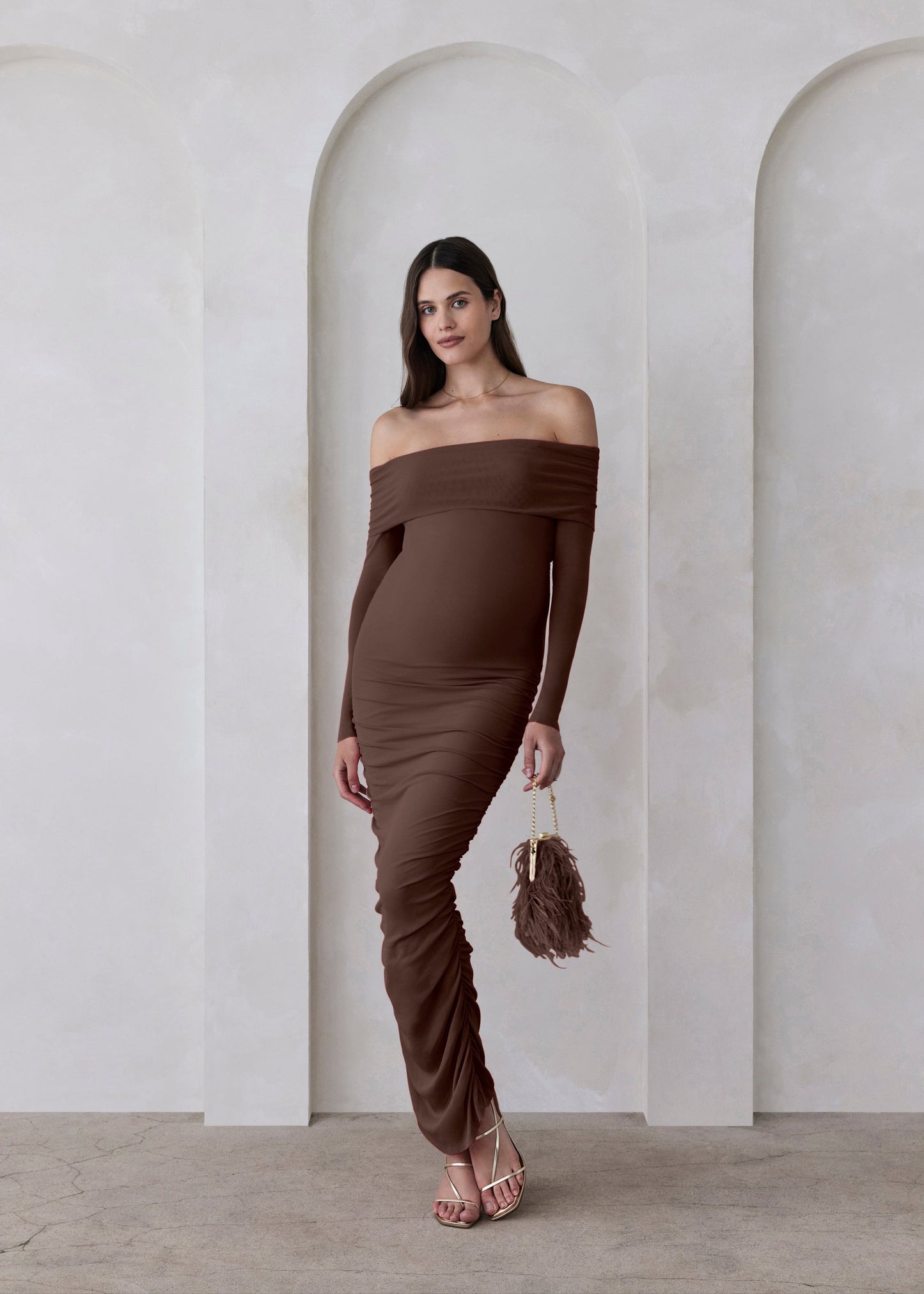 Off The Shoulder Soft Mesh Dress