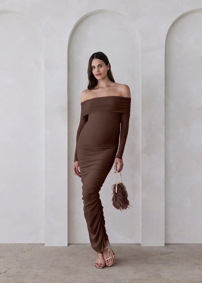 Off The Shoulder Soft Mesh Dress