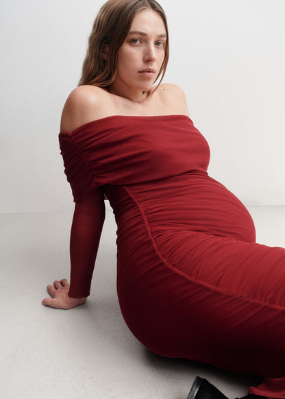 Off The Shoulder Soft Mesh Dress
