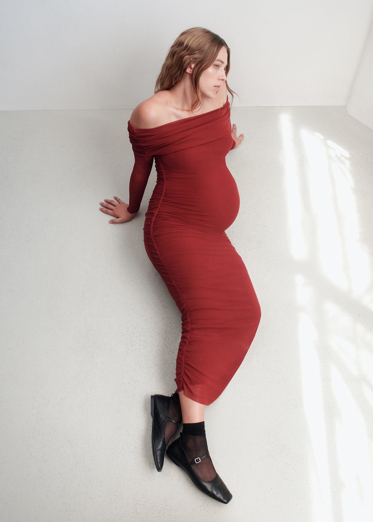 Off The Shoulder Soft Mesh Dress