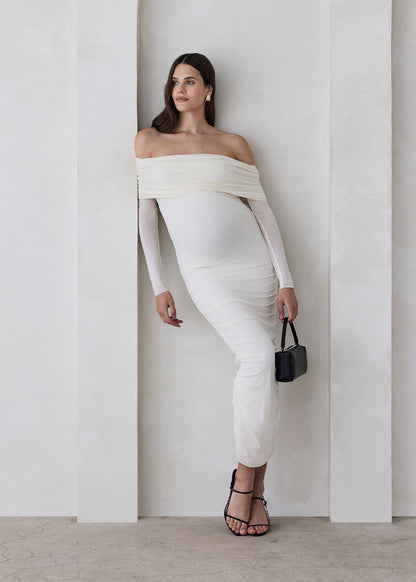 Off The Shoulder Soft Mesh Dress