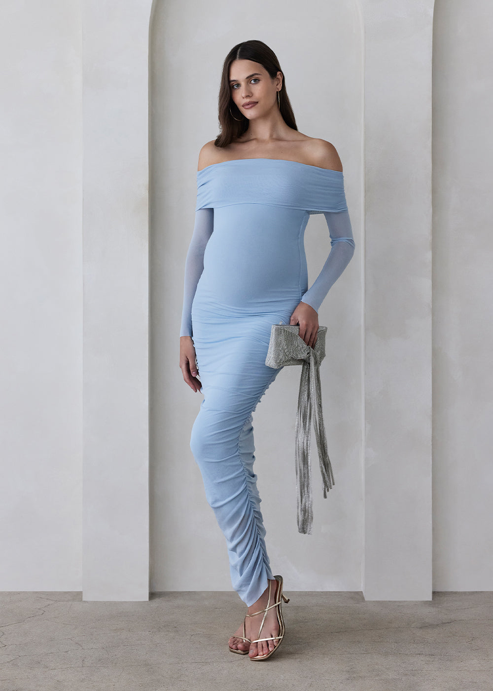 Off The Shoulder Soft Mesh Dress