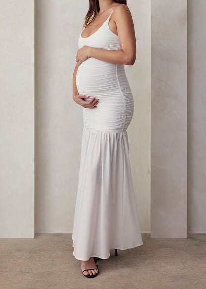 Drop Waist Shirred Maxi Dress