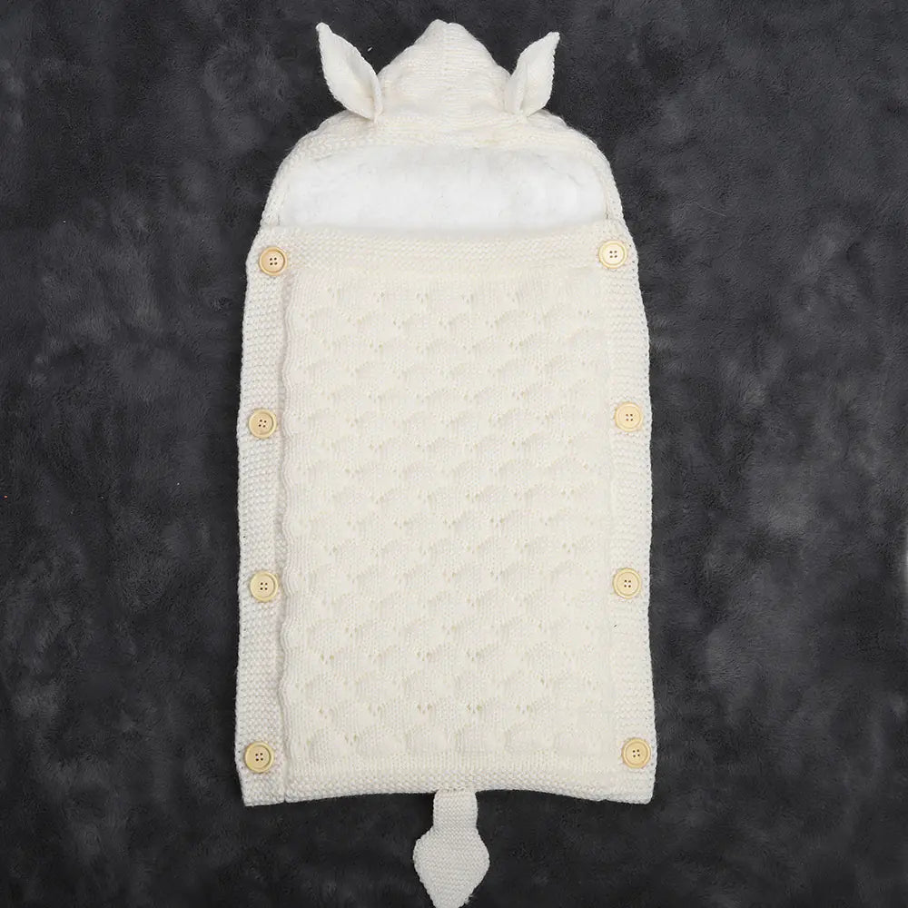 Spring Autumn Baby Knitted Rabbit Ear Sleep Sack (0–6 Months)